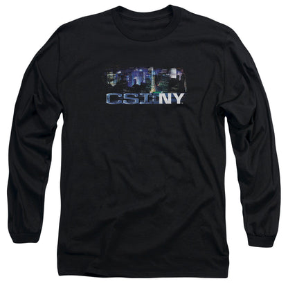 Csi Ny Never Rests Mens Long Sleeve Shirt Black Officially Licensed