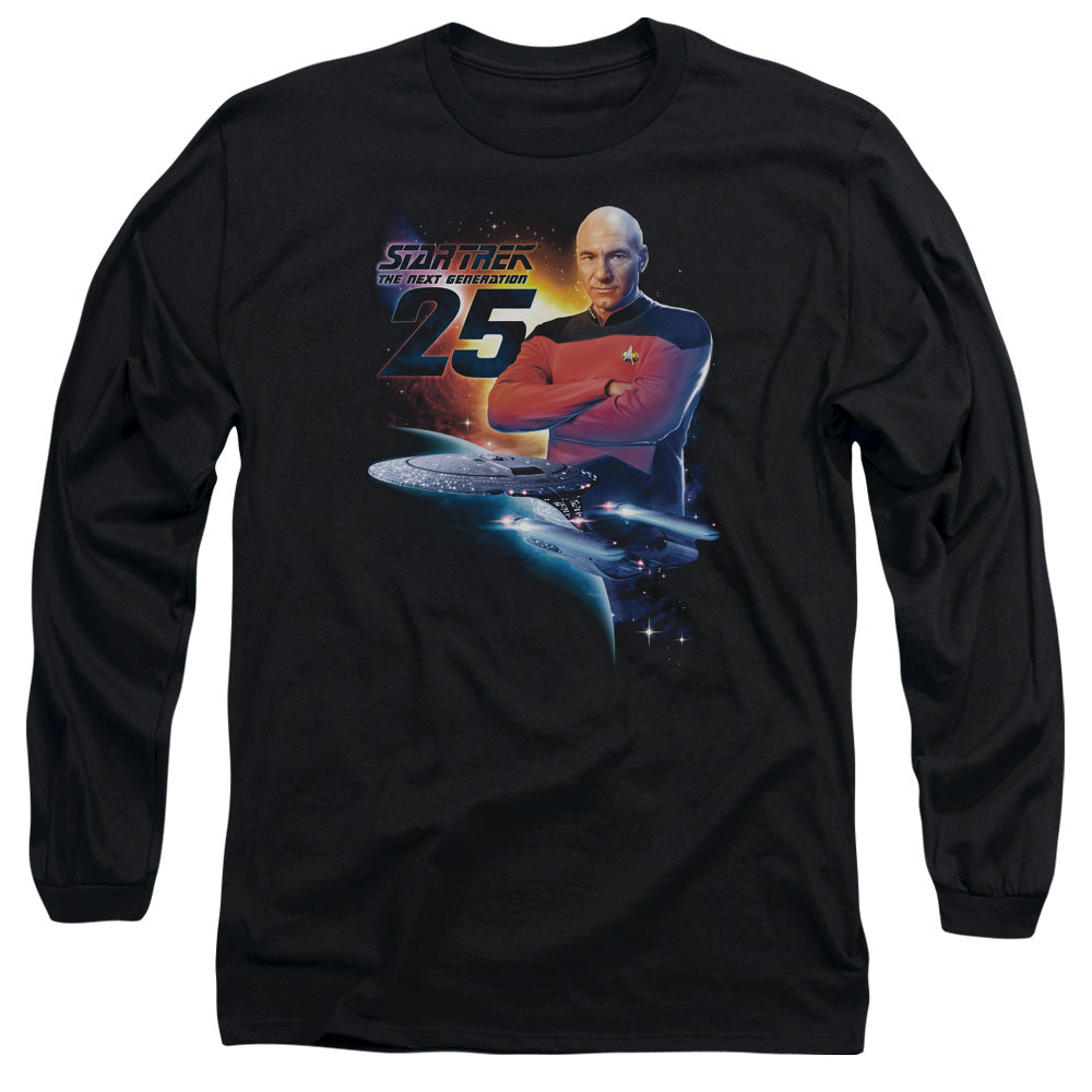 Star Trek Tng 25 Mens Long Sleeve Shirt Black Officially Licensed