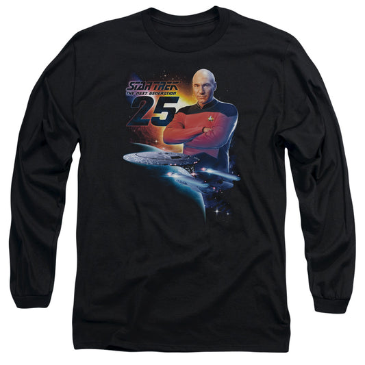 Star Trek Tng 25 Mens Long Sleeve Shirt Black Officially Licensed
