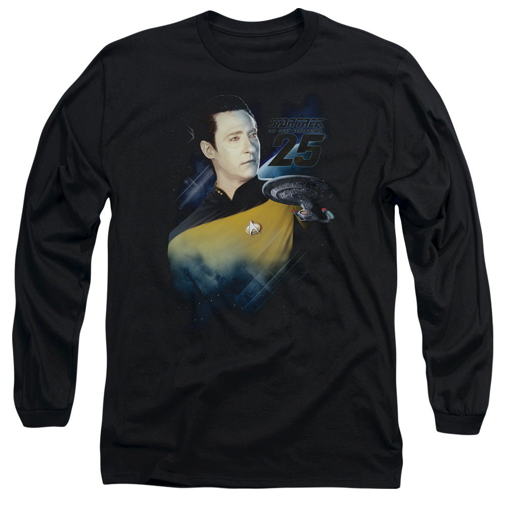 Star Trek Data 25Th Mens Long Sleeve Shirt Black Officially Licensed
