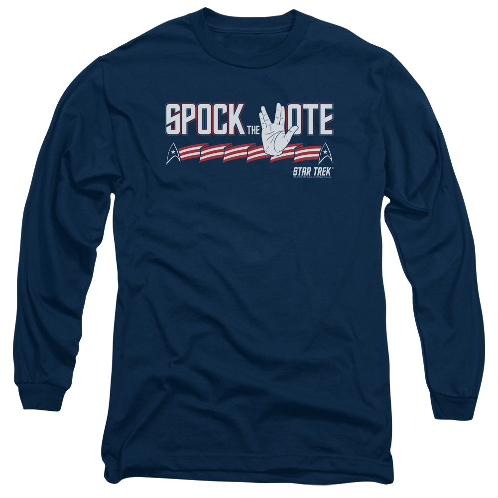 Star Trek Spock The Vote Mens Long Sleeve Shirt Navy Officially Licensed