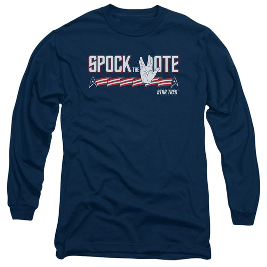 Star Trek Spock The Vote Mens Long Sleeve Shirt Navy Officially Licensed