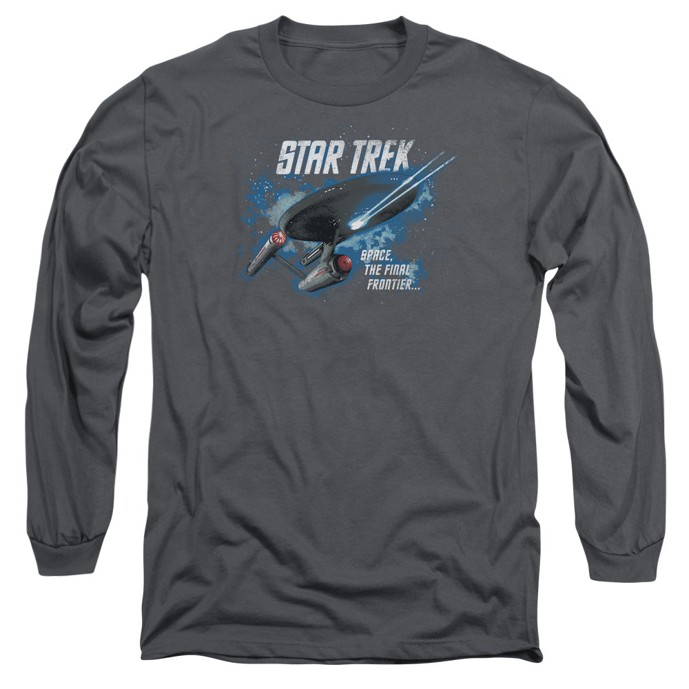 Star Trek The Final Frontier Mens Long Sleeve Shirt Charcoal Officially Licensed