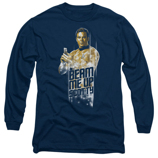 Star Trek Beam Me Up Mens Long Sleeve Shirt Navy Officially Licensed