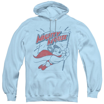 Mighty Mouse Mighty Flag Mens Hoodie Light Blue