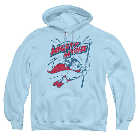 Mighty Mouse Mighty Flag Mens Hoodie Light Blue