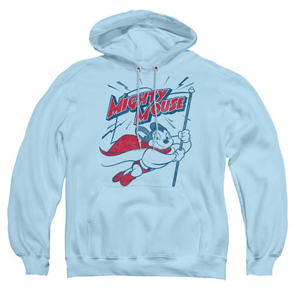 Mighty Mouse Mighty Flag Mens Hoodie Light Blue