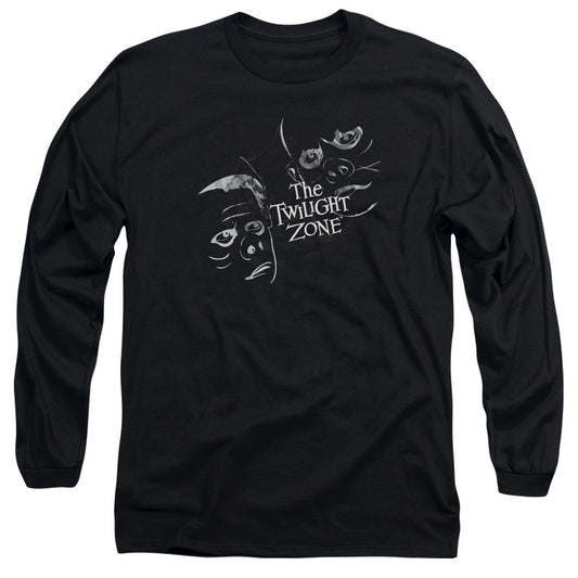 Twilight Zone Strange Faces Mens Long Sleeve Shirt Black Officially Licensed