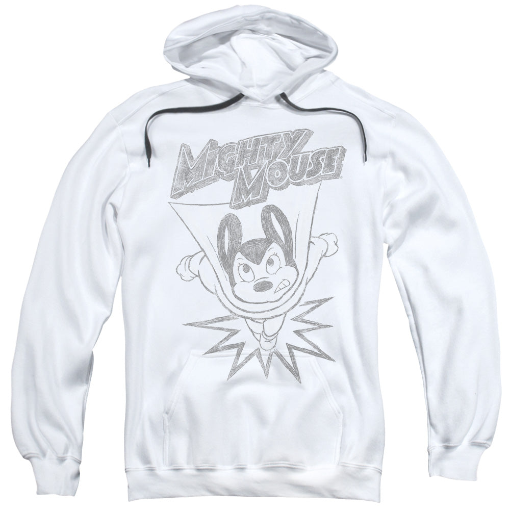 Mighty Mouse Bursting Out Mens Hoodie White