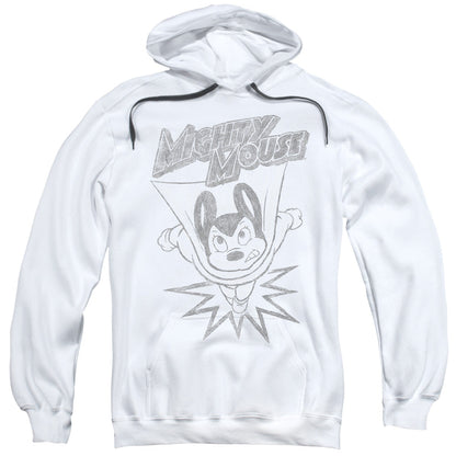 Mighty Mouse Bursting Out Mens Hoodie White