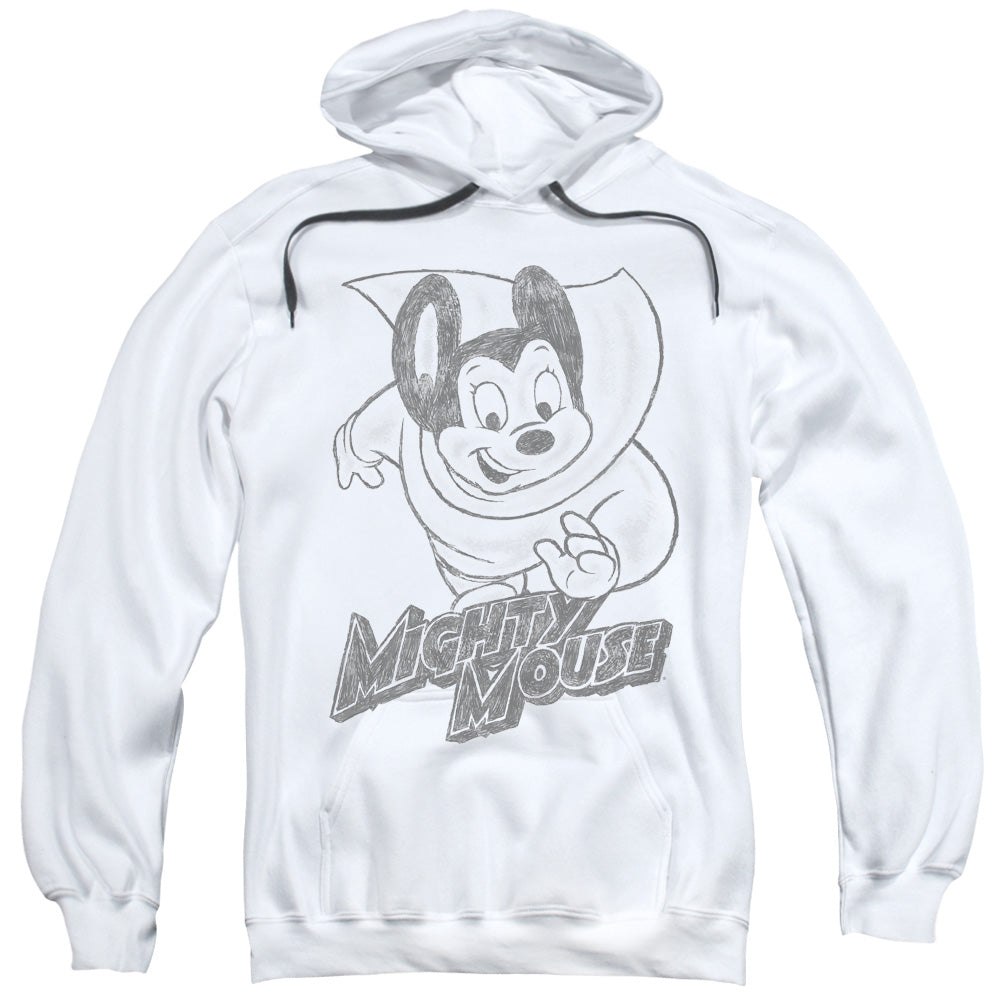 Mighty Mouse Mighty Sketch Mens Hoodie White