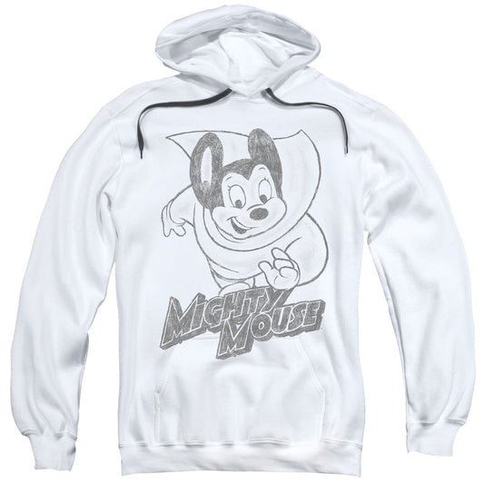 Mighty Mouse Mighty Sketch Mens Hoodie White