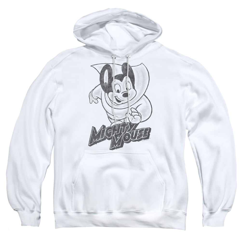 Mighty Mouse Mighty Sketch Mens Hoodie White