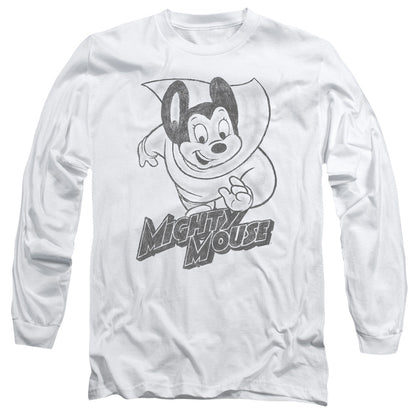 Mighty Mouse Mighty Sketch Mens Long Sleeve Shirt White