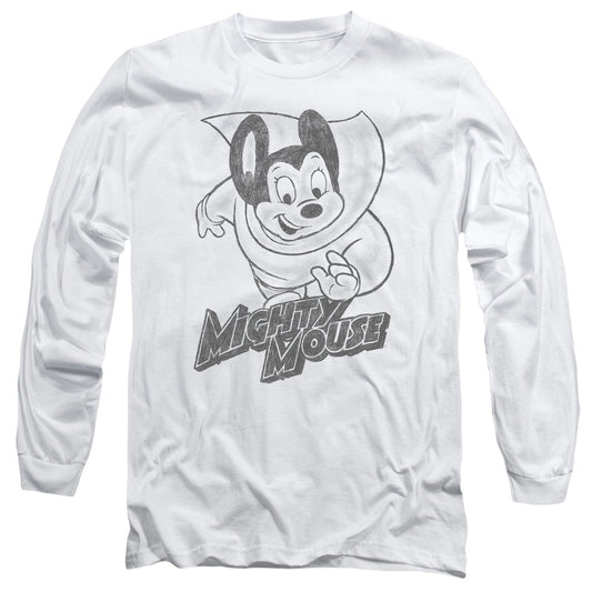Mighty Mouse Mighty Sketch Mens Long Sleeve Shirt White
