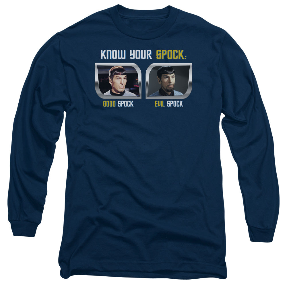 St Original Know Your Spock Mens Long Sleeve Shirt Navy Officially Licensed