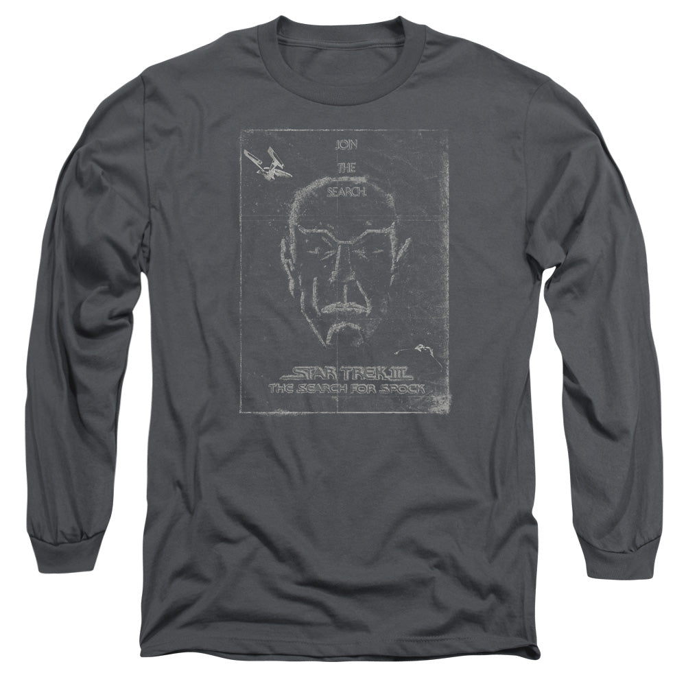 Star Trek Join The Search Mens Long Sleeve Shirt Charcoal Officially Licensed