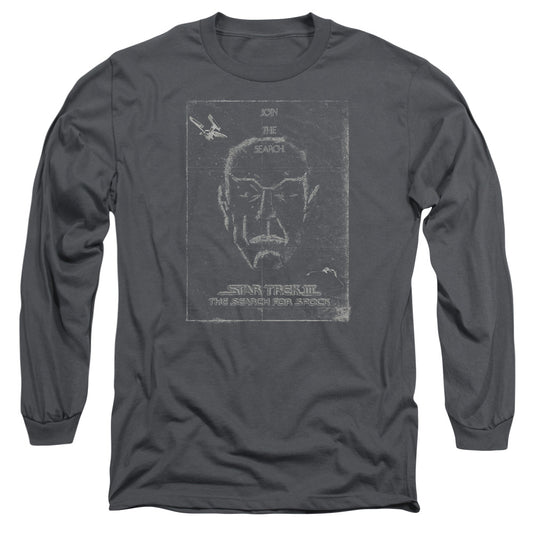 Star Trek Join The Search Mens Long Sleeve Shirt Charcoal Officially Licensed