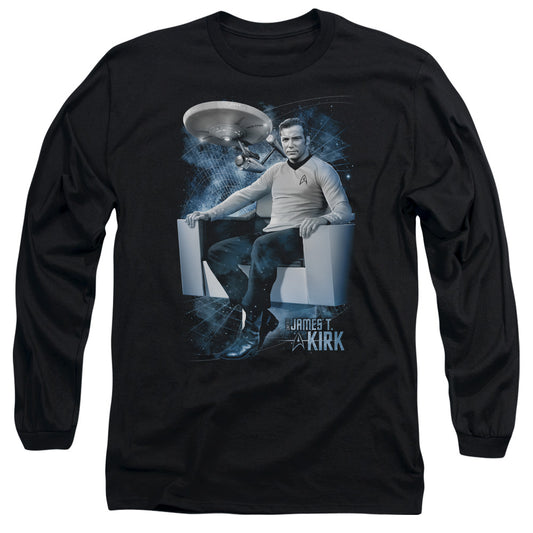 Star Trek Captains Chair Mens Long Sleeve Shirt Black Officially Licensed