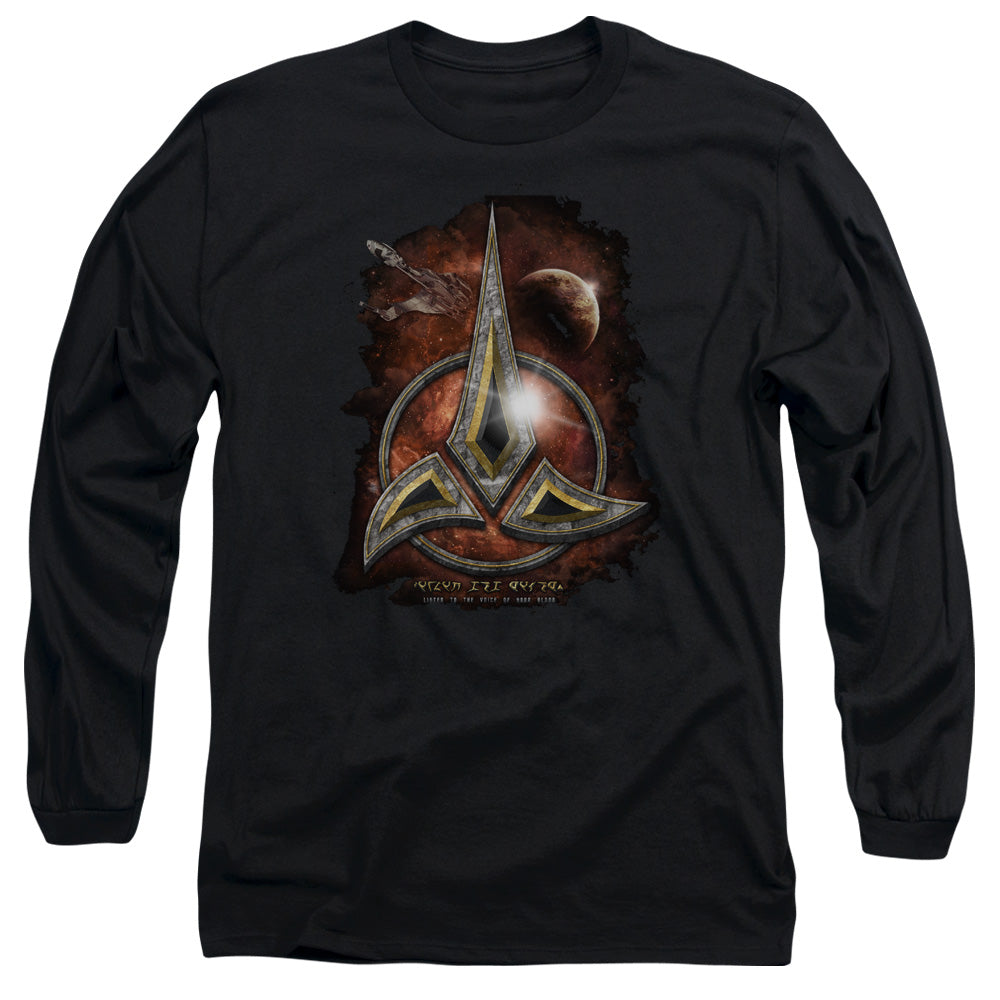 Star Trek Klingon Crest Mens Long Sleeve Shirt Black Officially Licensed