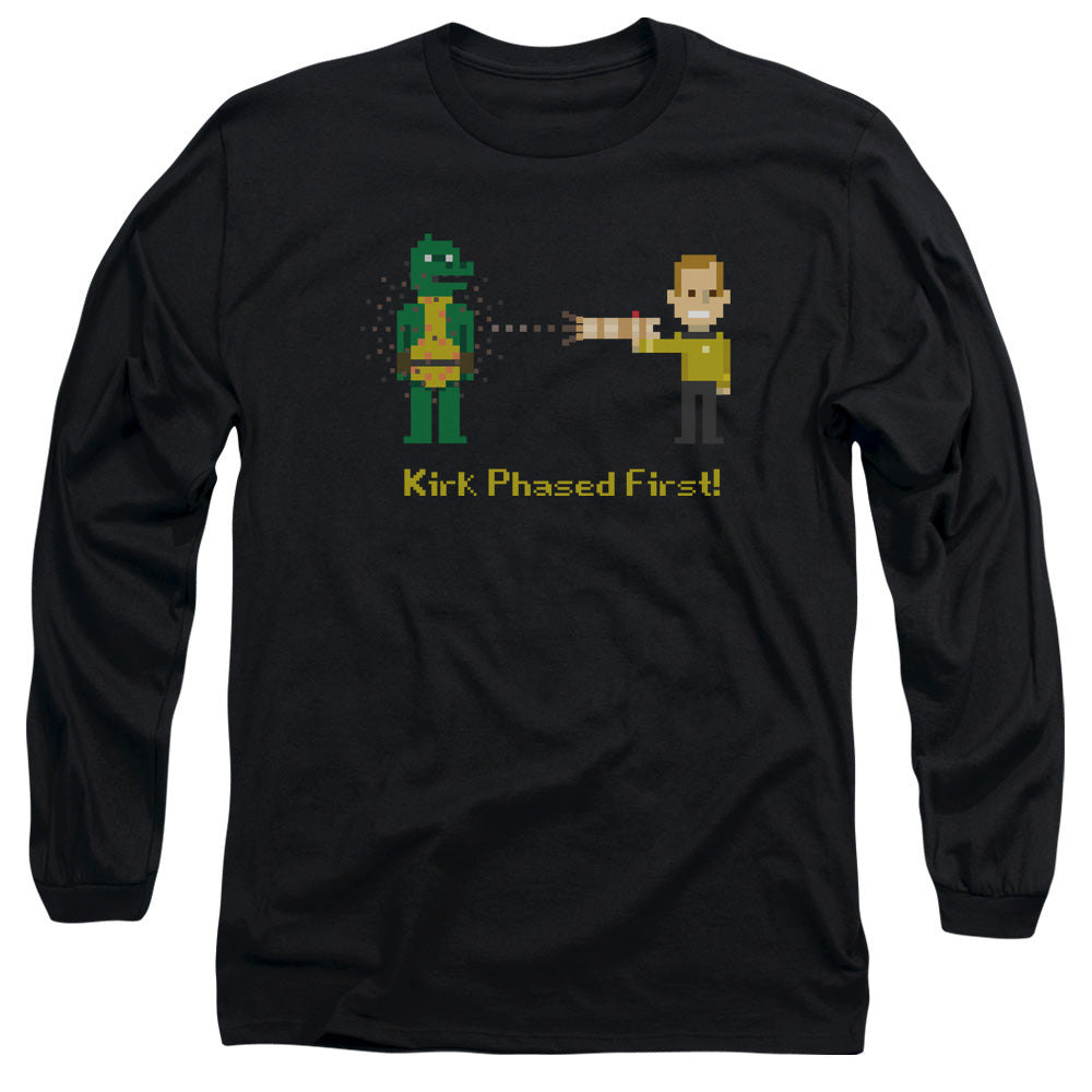 Star Trek Kirk Phased First Mens Long Sleeve Shirt Black Officially Licensed