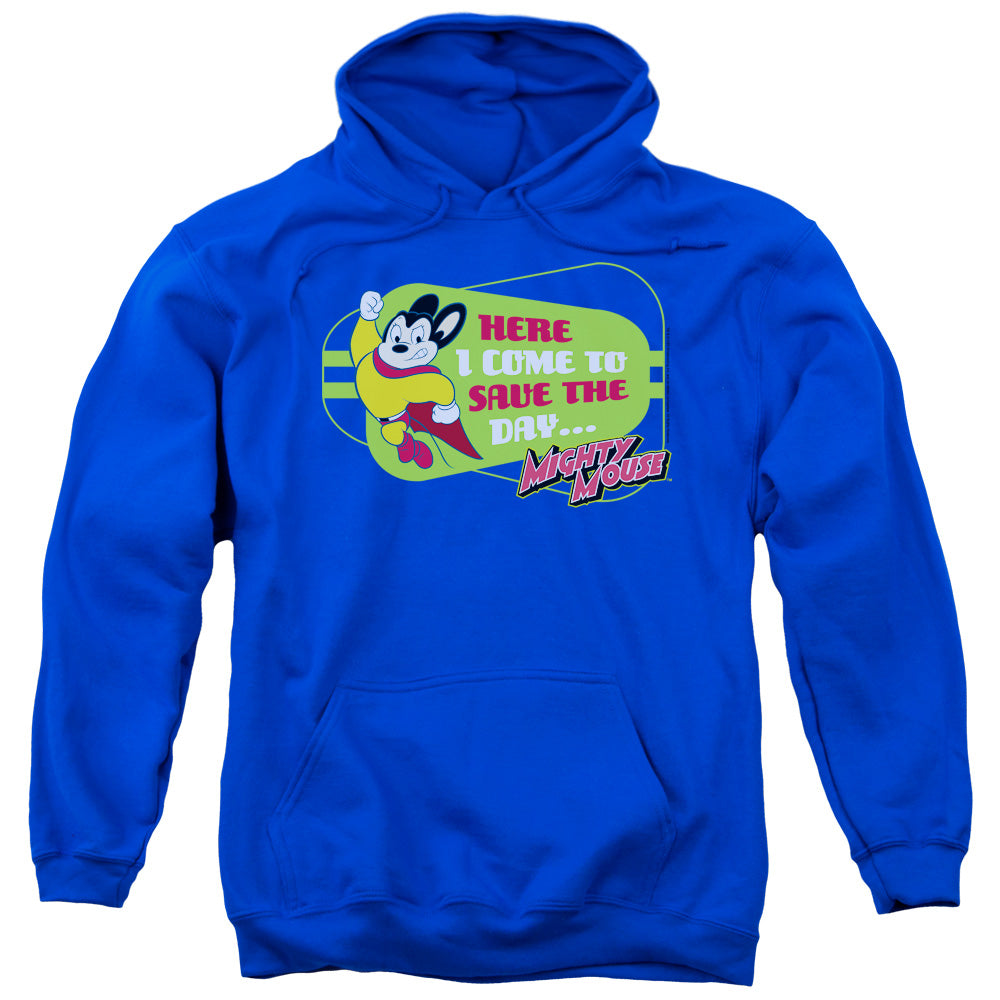 Mighty Mouse Here I Come Mens Hoodie Royal Blue