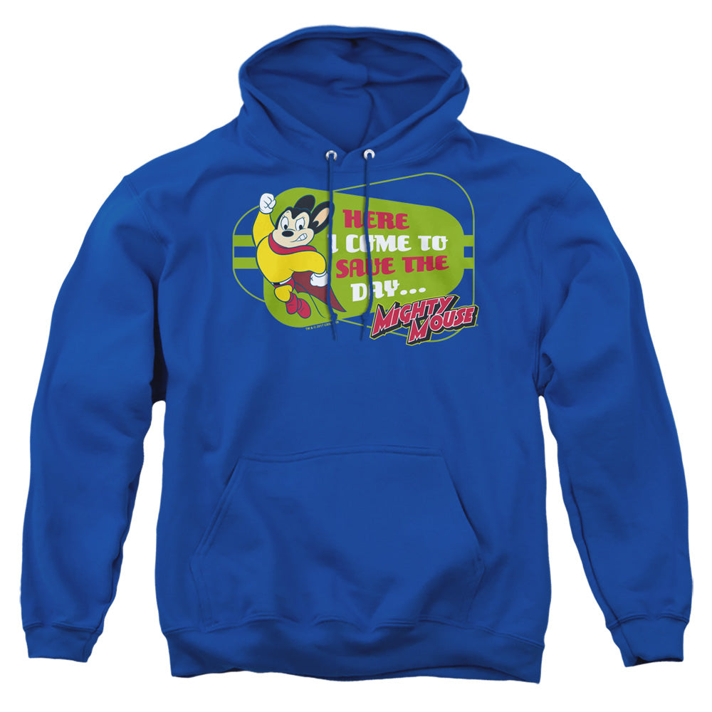 Mighty Mouse Here I Come Mens Hoodie Royal Blue