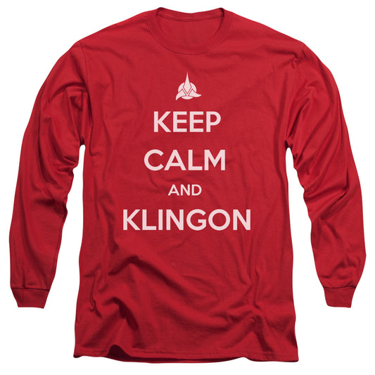 Star Trek Calm Klingon Mens Long Sleeve Shirt Red Officially Licensed