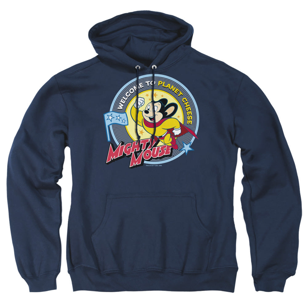 Mighty Mouse Planet Cheese Mens Hoodie Navy
