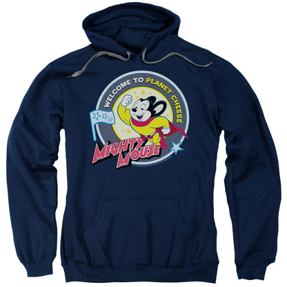 Mighty Mouse Planet Cheese Mens Hoodie Navy