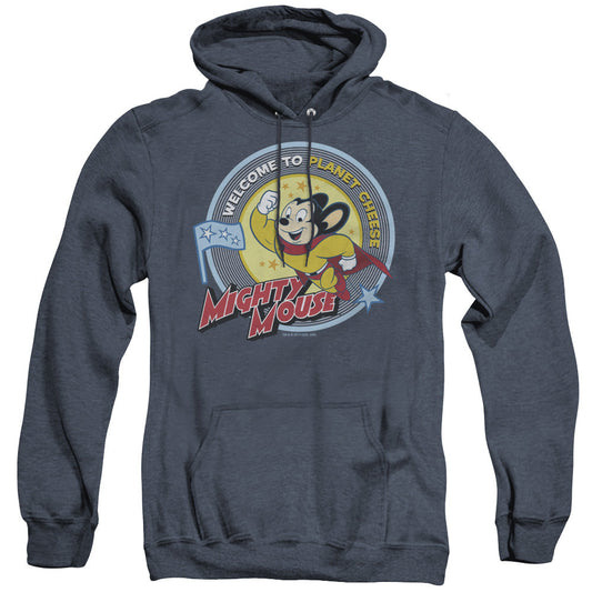 Mighty Mouse Planet Cheese Heather Mens Hoodie Navy