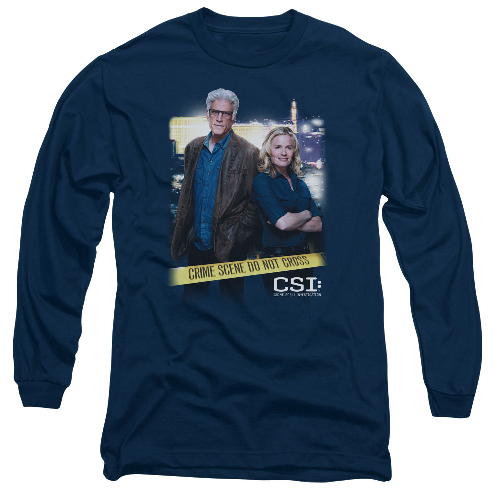 Csi Do Not Cross Mens Long Sleeve Shirt Navy Officially Licensed
