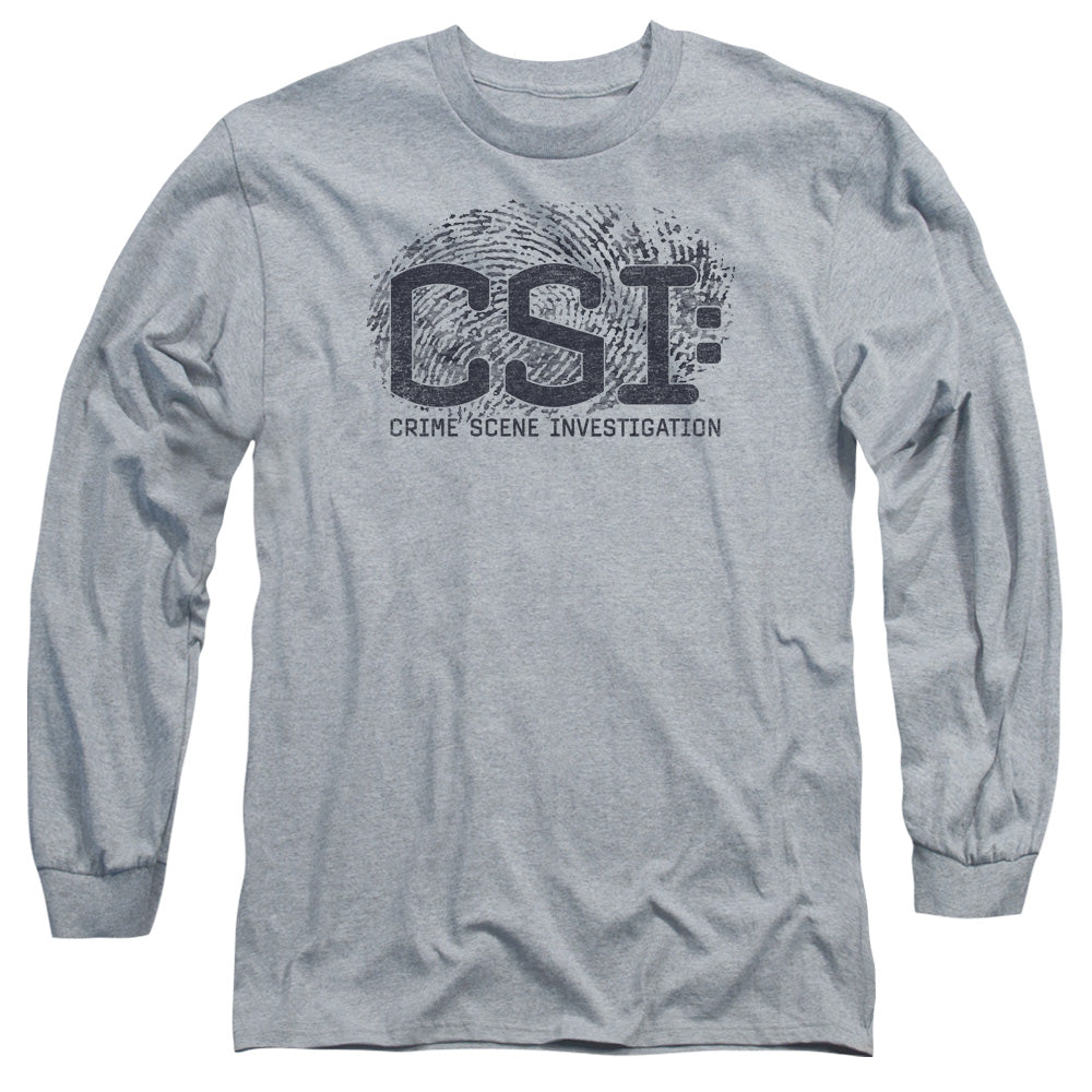 Csi Distressed Logo Mens Long Sleeve Shirt Athletic Heather Officially Licensed