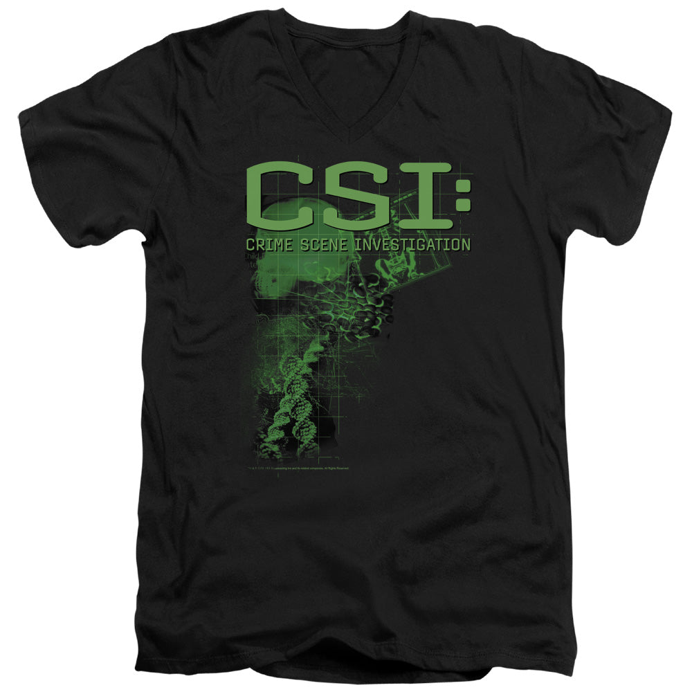 Csi Evidence Mens Slim Fit V-Neck T Shirt Black