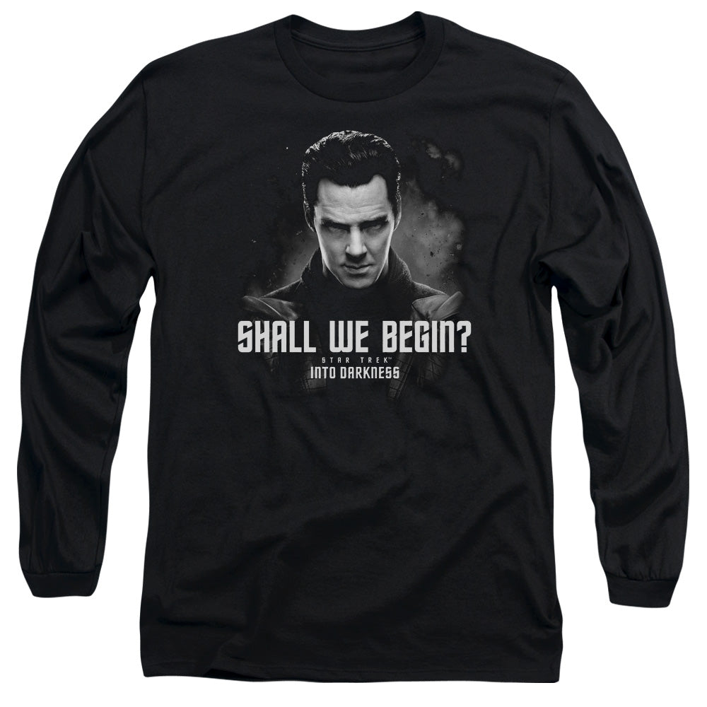 Star Trek Shall We Begin Mens Long Sleeve Shirt Black Officially Licensed