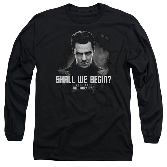 Star Trek Shall We Begin Mens Long Sleeve Shirt Black Officially Licensed