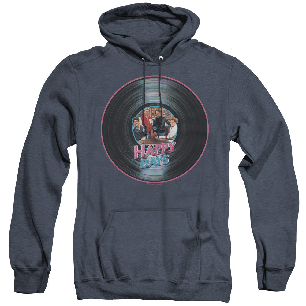 Happy Days On The Record Heather Mens Hoodie Navy
