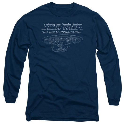 Star Trek Tng Enterprise Mens Long Sleeve Shirt Navy Officially Licensed