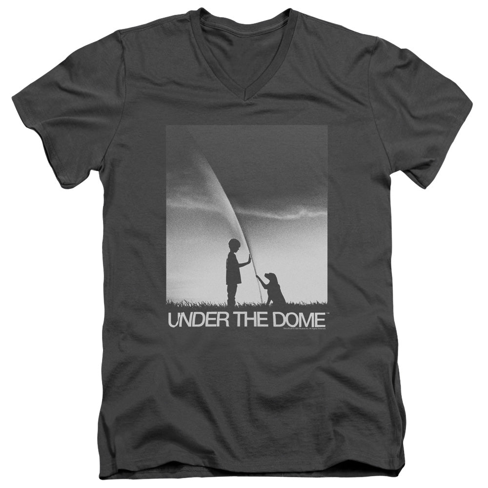 Under the Dome Im Speilburg Mens Slim Fit V-Neck T Shirt Charcoal