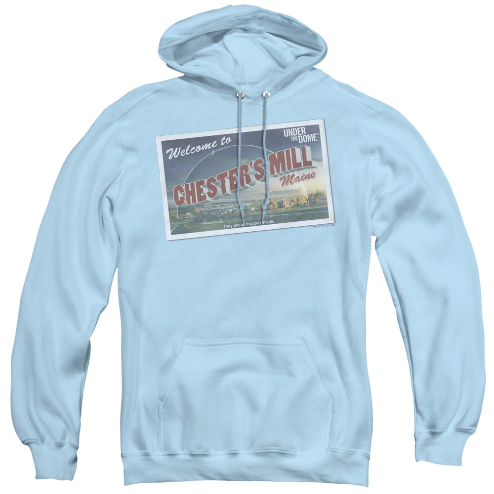 Under The Dome Postcard Mens Hoodie Light Blue