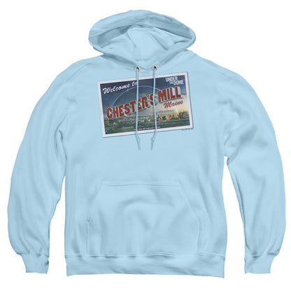 Under The Dome Postcard Mens Hoodie Light Blue