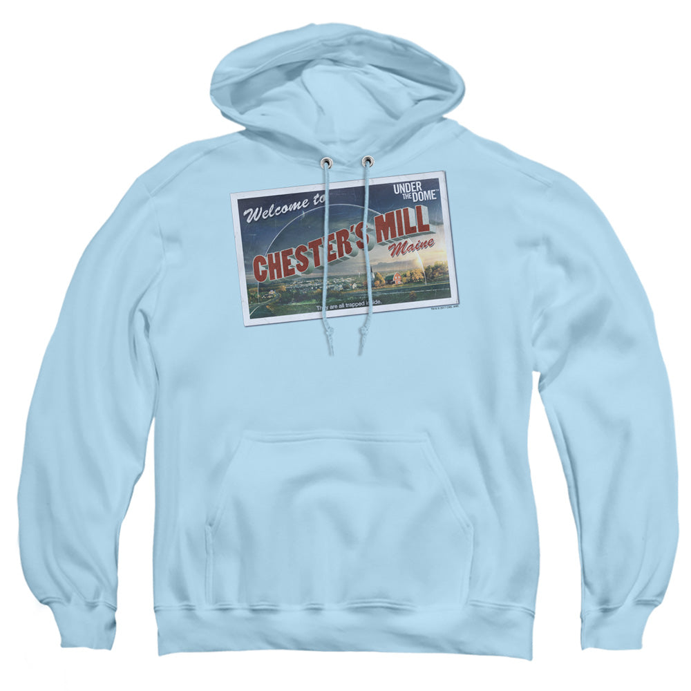Under The Dome Postcard Mens Hoodie Light Blue