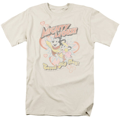Mighty Mouse Saved My Day Mens T Shirt Cream