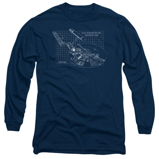 Star Trek Enterprise Prints Mens Long Sleeve Shirt Navy Officially Licensed