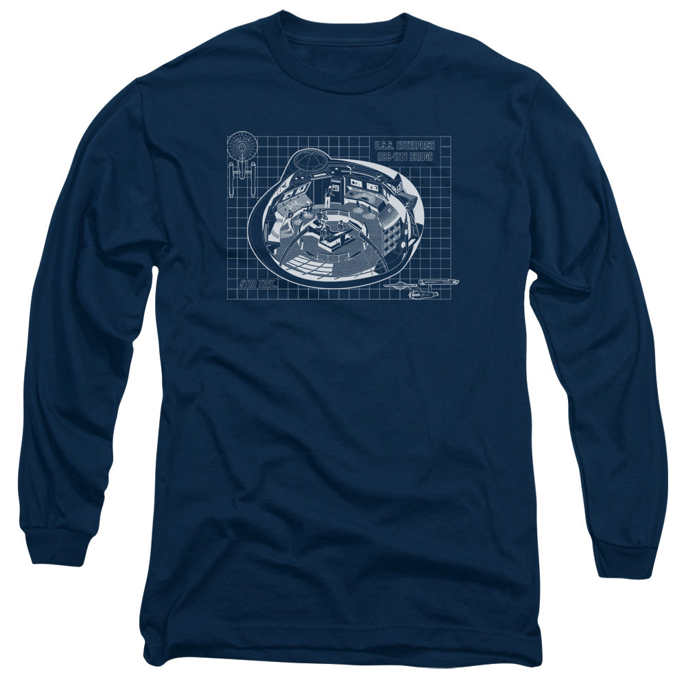 Star Trek Bridge Prints Mens Long Sleeve Shirt Navy Officially Licensed