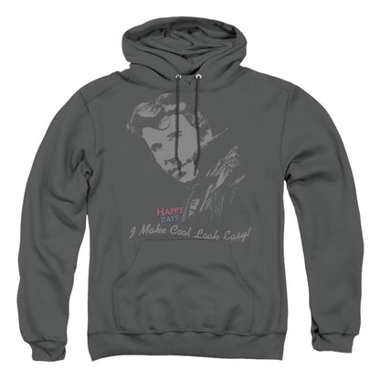 Happy Days Cool Fonz Mens Hoodie Charcoal