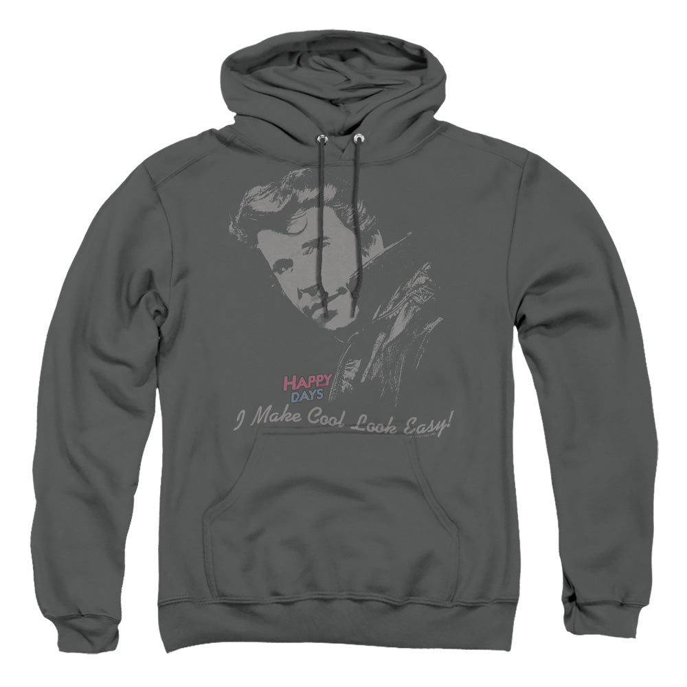 Happy Days Cool Fonz Mens Hoodie Charcoal