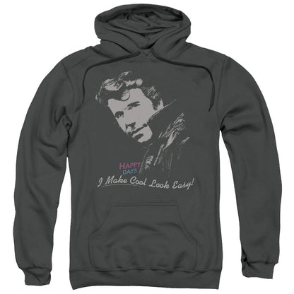 Happy Days Cool Fonz Mens Hoodie Charcoal