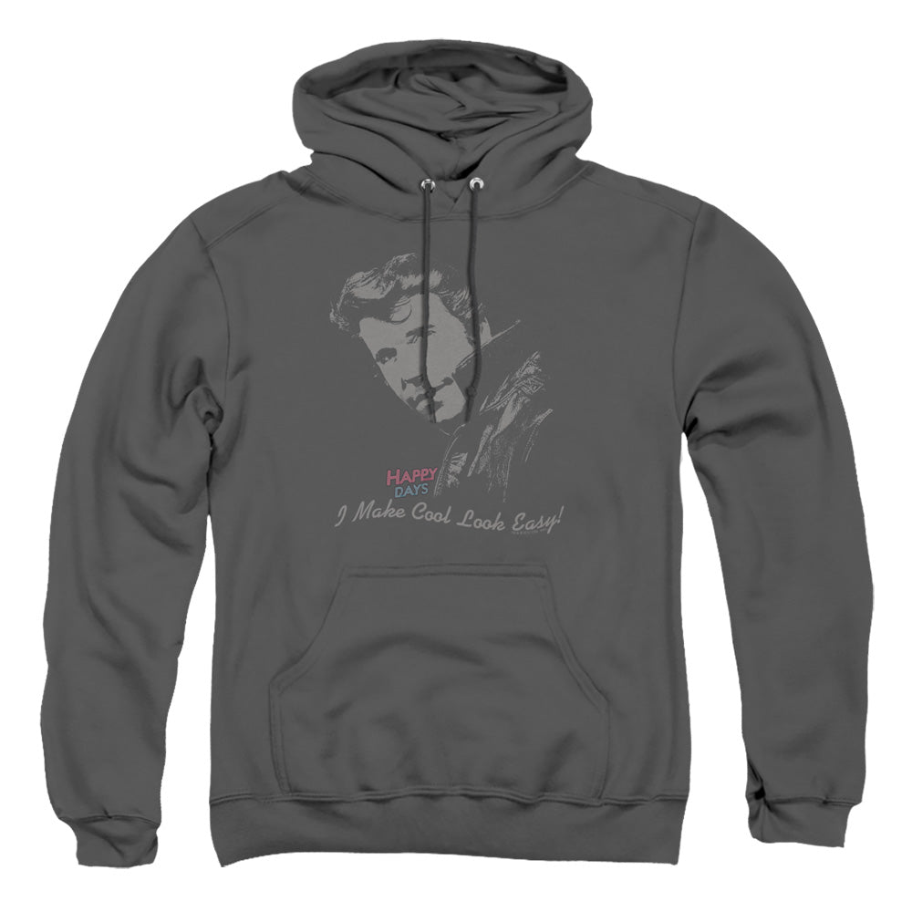 Happy Days Cool Fonz Mens Hoodie Charcoal
