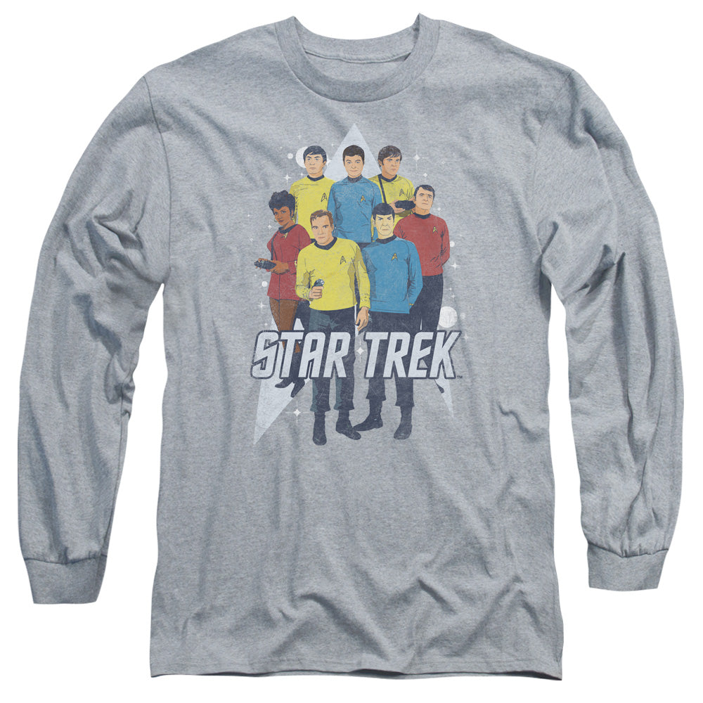 Star Trek Here Here Mens Long Sleeve Shirt Athletic Heather Officially Licensed